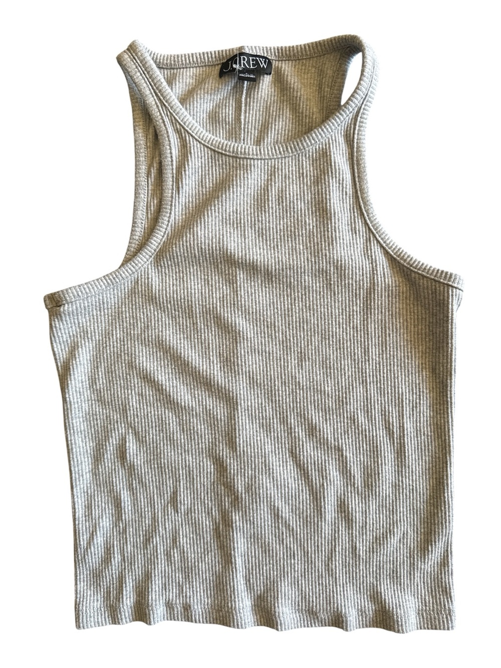 J. Crew Ribbed Tank Top in Heathered Light Gray
